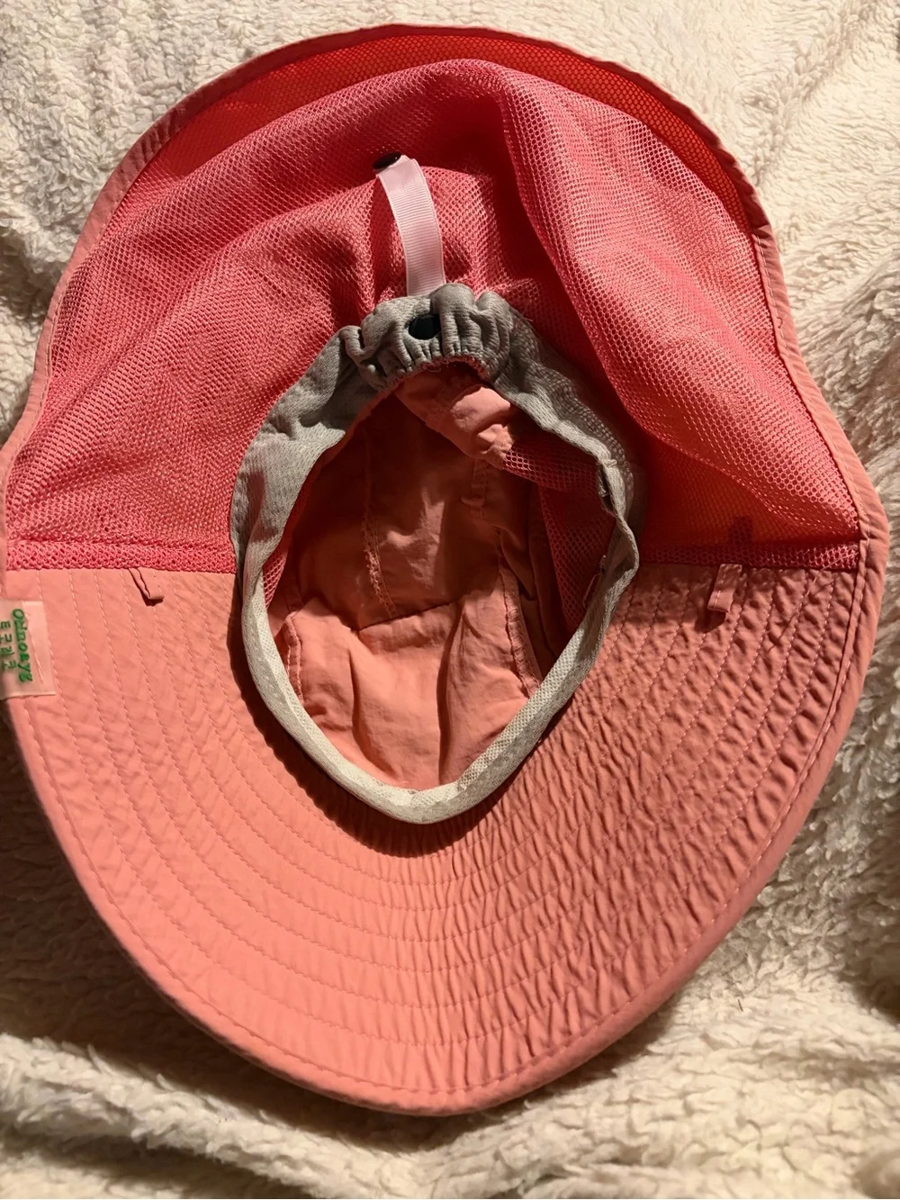 Kids Coral Pink Bunny Sun Hat - Cute Embroidered Face